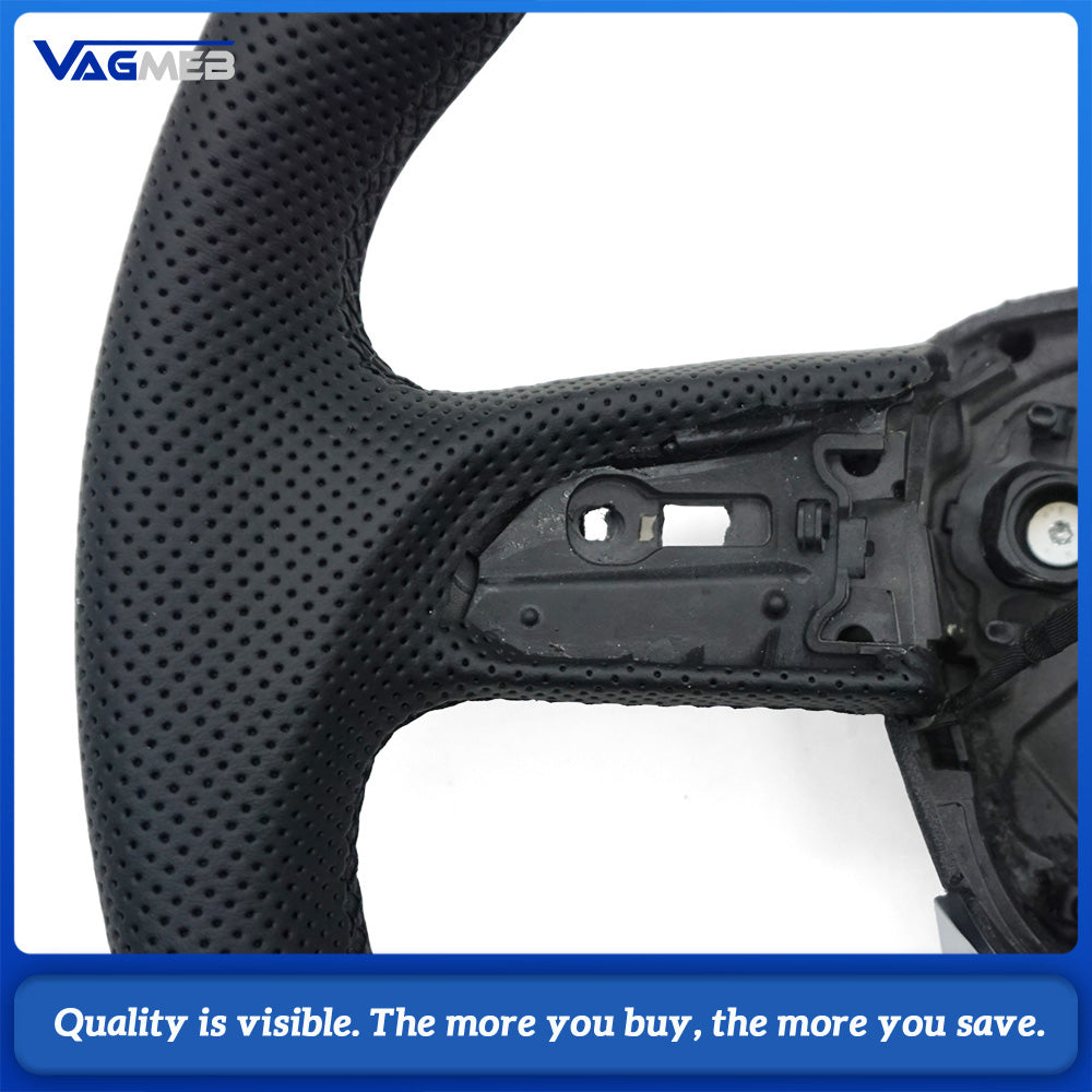 Suitable for Audi Q5 S model carbon fiber semi-perforated white line steering wheel base With heating function without paddles and buttons
