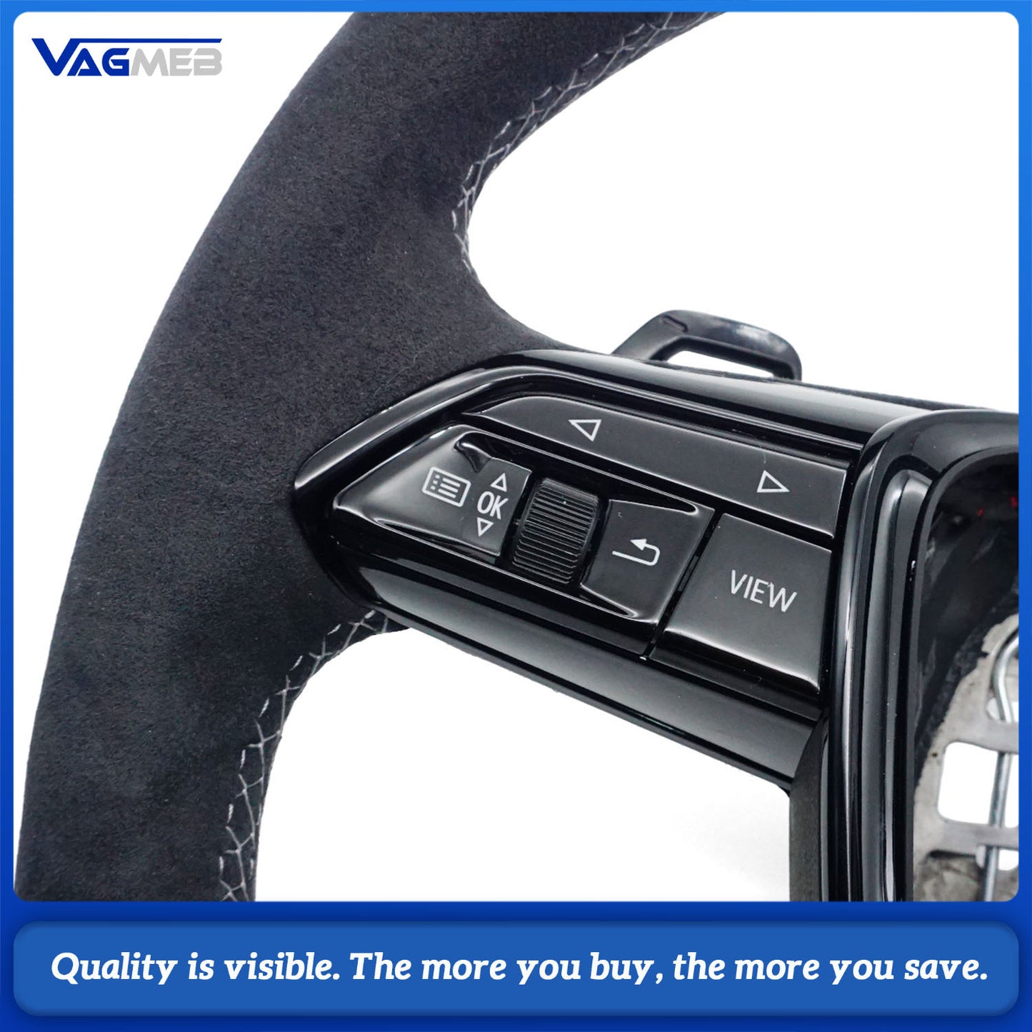 Blackened steering wheel suitable for Audi A6 C8 A7 Light gray  stitched steering wheel