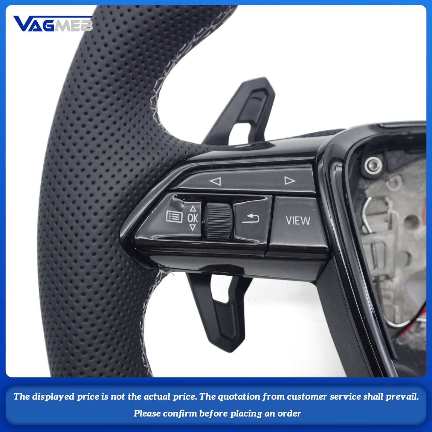 For Audi A6 C8 white stitching flat bottomed sports steering wheel with heating, Car Accessories
