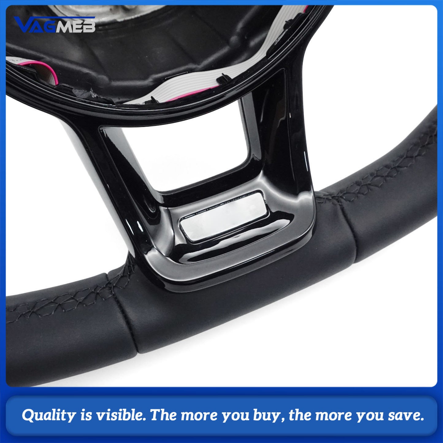For VW  Golf MK7.5 GTI Golf leather perforated steering wheel with button shift paddles frame