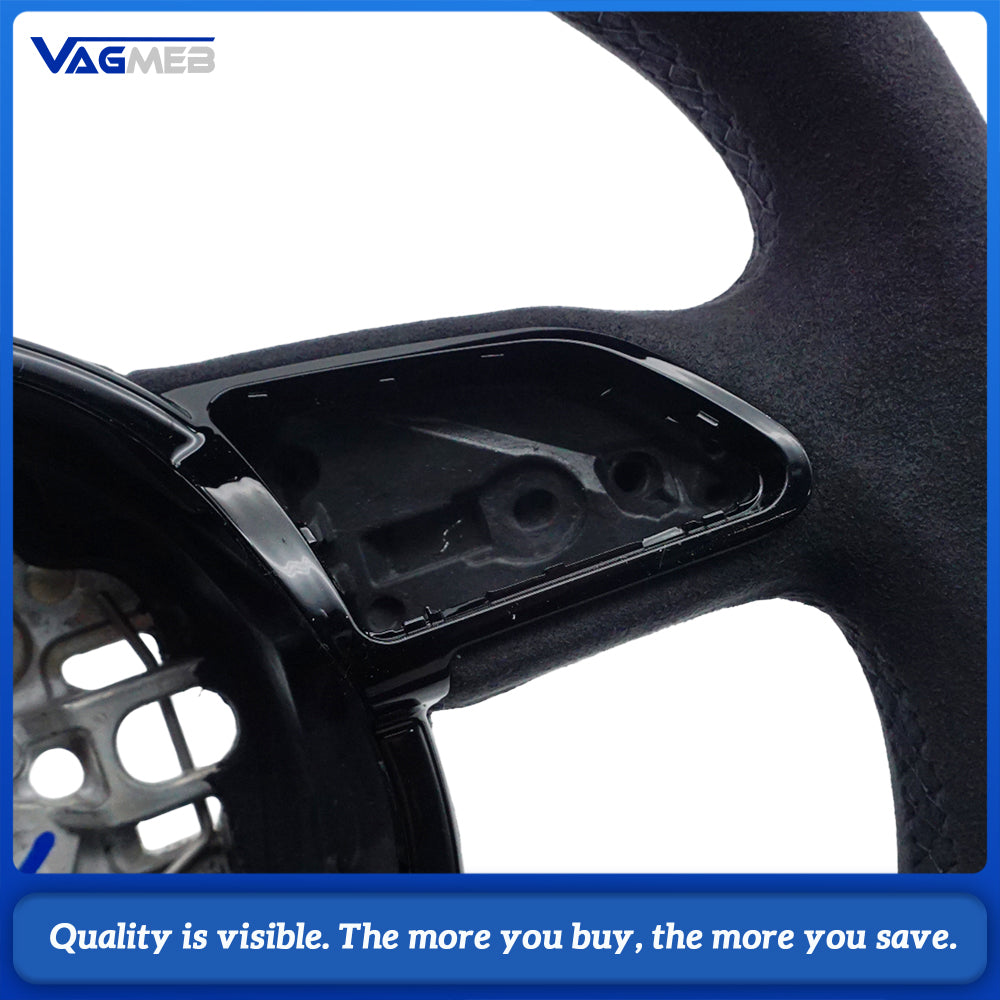RS Steering Wheel Half Alcantara No Buttons - For Audi A6 C7 A7 S6 RS6