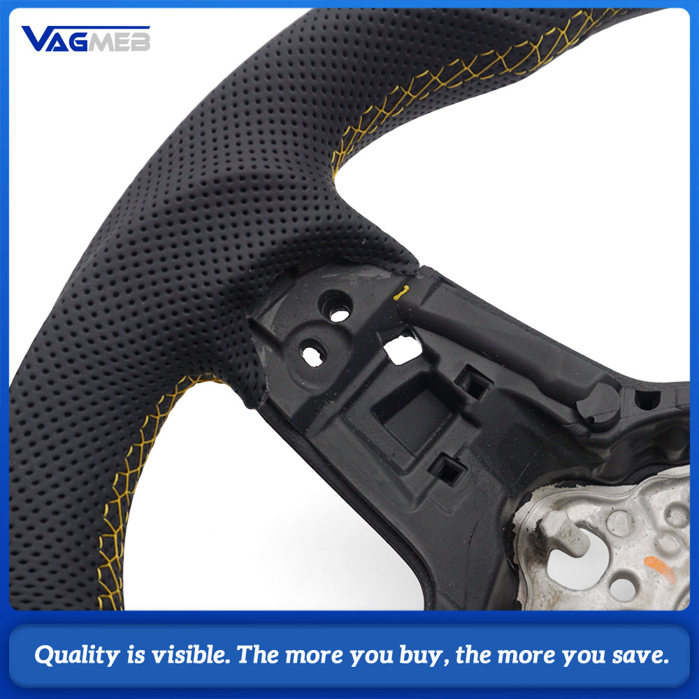 Suitable for Volkswagen Golf MK7 R GTI GTD Polo GTI Scirocco 2015 2016 T-ROC, leather semi perforated material steering wheel