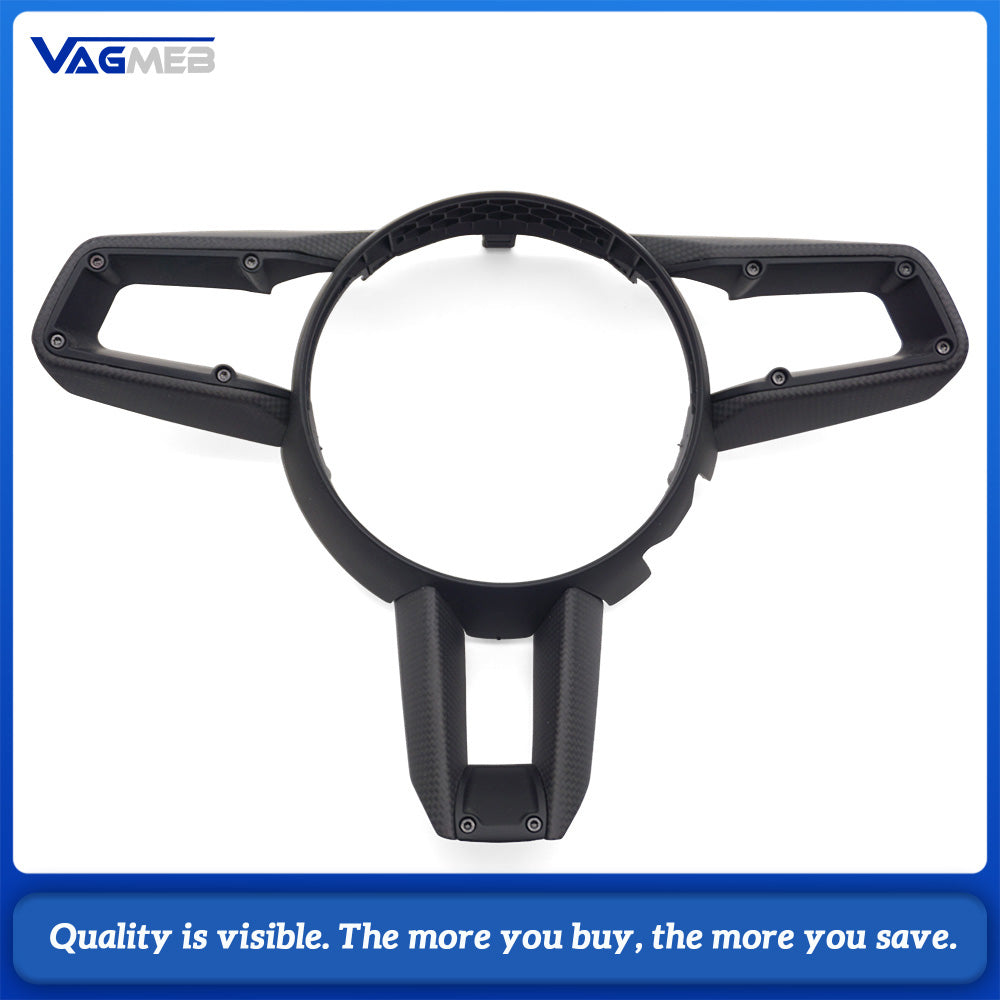 Glossy Carbon Fiber Steering Wheel Trim Middle Cover For 911 981 991 991.2 992 996 970 997 Cayenne 958 Panamera Macan