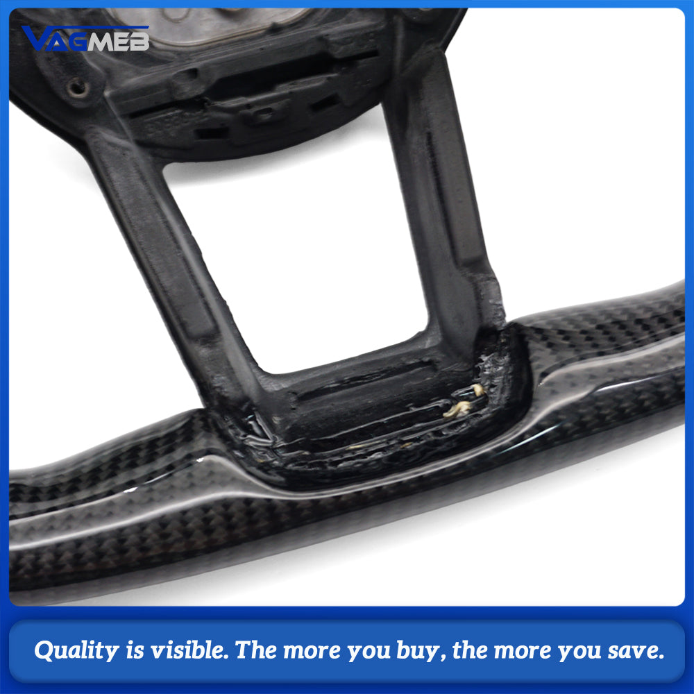Carbon Fiber Steering Wheel For Audi R8 TT TTS TTRS 2016-2023 Perforated Leather Car Steering Wheel D-shape Flat Bottom