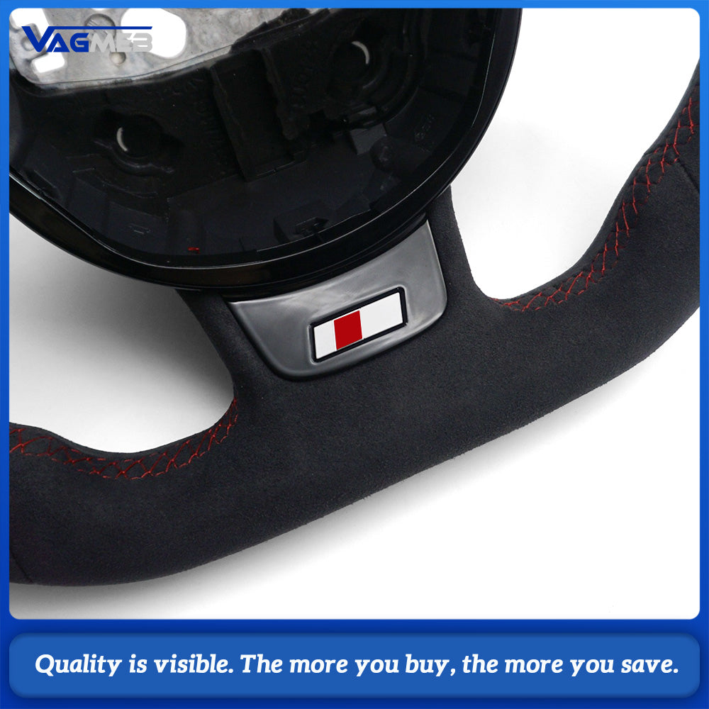 Suitable for Audi A3, A4 B8, A5, flat-bottom steering wheel, suede steering wheel, red style
