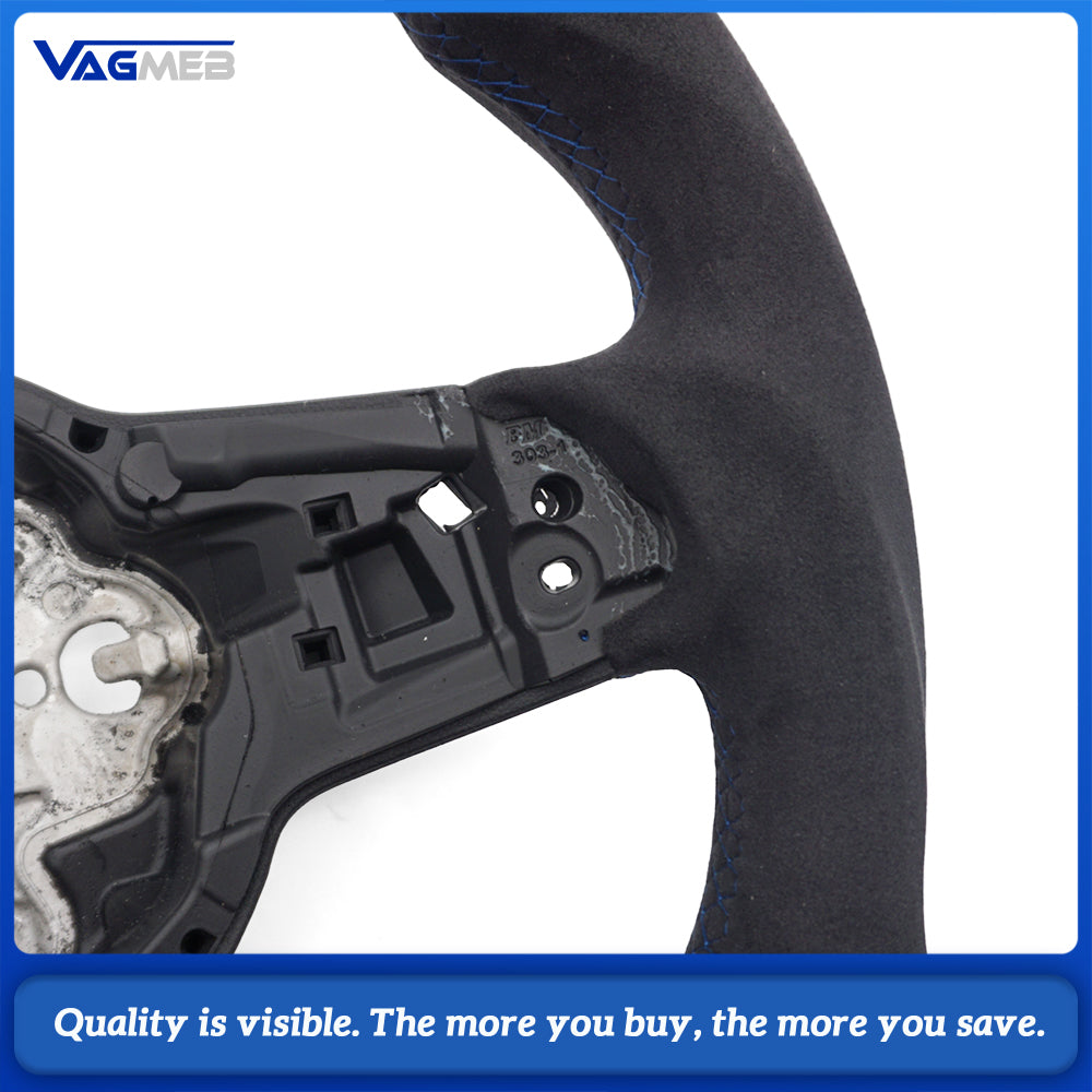 Steering Wheel For Golf 7 7.5 GTI MK7 Is Made Of Genuine Leather Material Multi color stitching White black red，bore