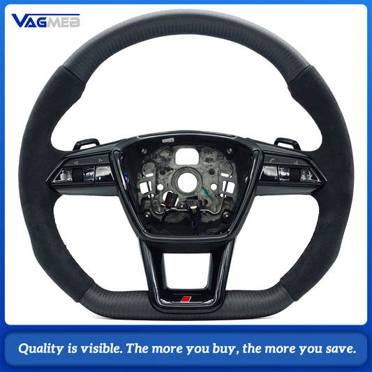 A is suitable for Audi A6 C8 A7 matte carbon fiber Alcantara multifunctional steering wheel with heating, Car Accessories