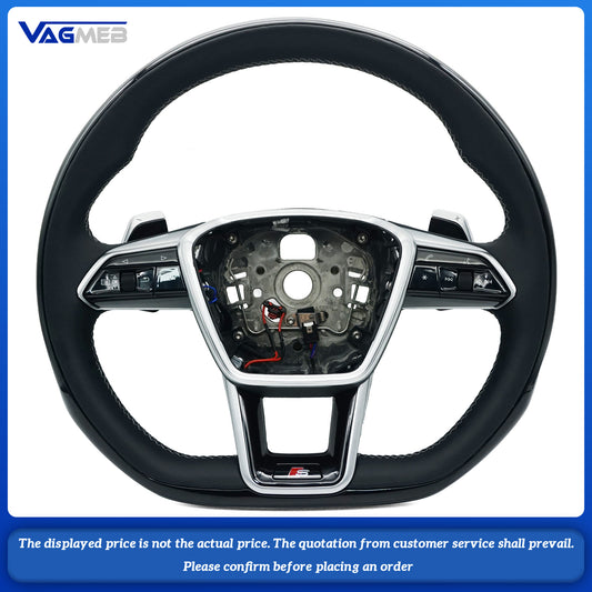 For Audi S logo A6C8 peachwood grey line heated paddle button steering wheel