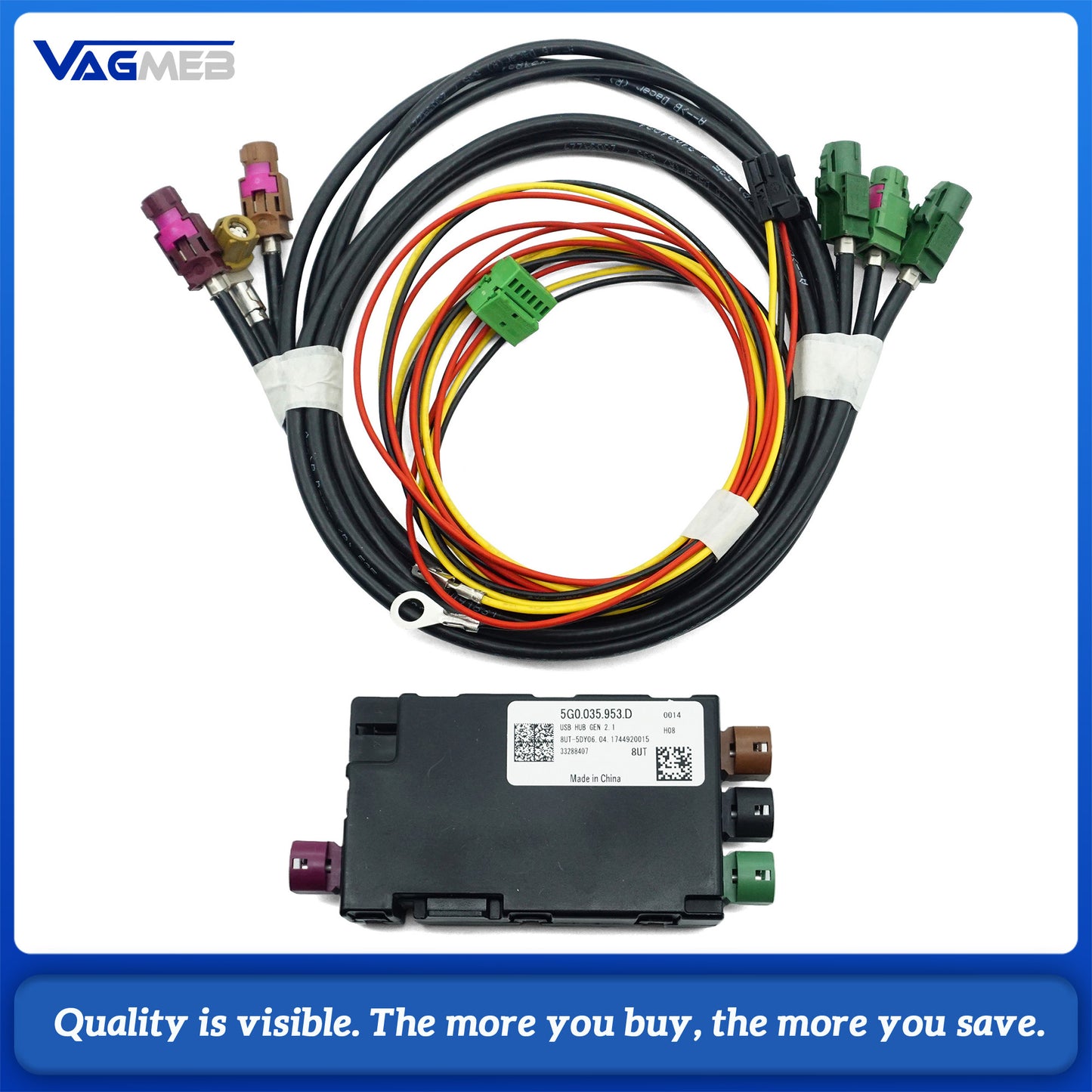 USB Hub Conversion Adapter Cable Splitter Module 5G0 035 953 D Suitable for Volkswagen Passat B8  Golf models