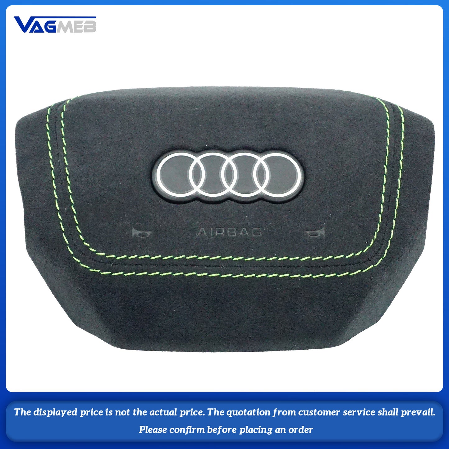 Dyed red thread Steering wheel airbag cover multifunction steering wheel For Audi e-tron Tawny striped leather