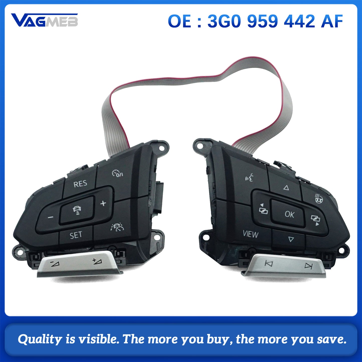 For VW Golf MK8 T-Roc Tiguan MK2 steering wheel ACC button with heating Function 3G0 959 442 AF