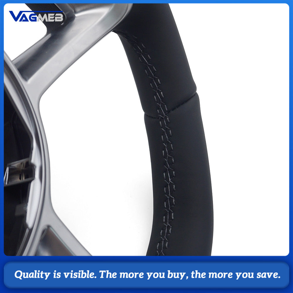 Steering wheel with button frame genuine leather black stitching for VW Golf MK7 GTI