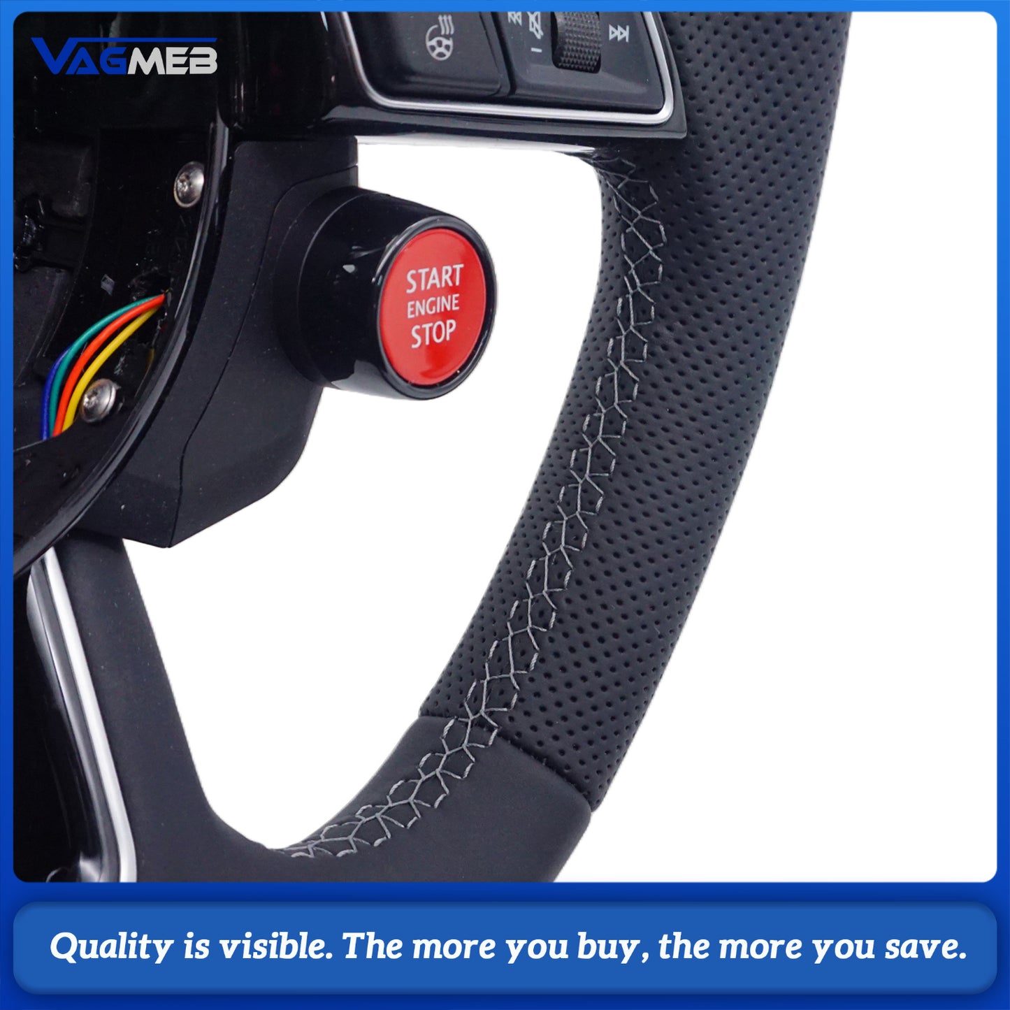 Sport steering wheel suitable For Audi A4 B9 S3 RS4 RS5 A3 A5 S3 S4 S5 perforated leather steering wheel with R8 button