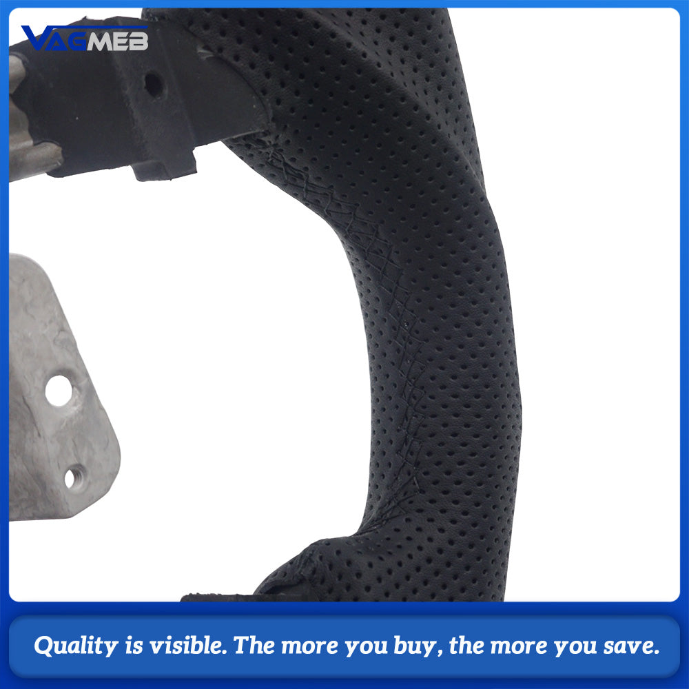For Toyota Vego Sport Steering Wheel Carbon Fiber Trim Semi-Perforated Leather Black Stitching