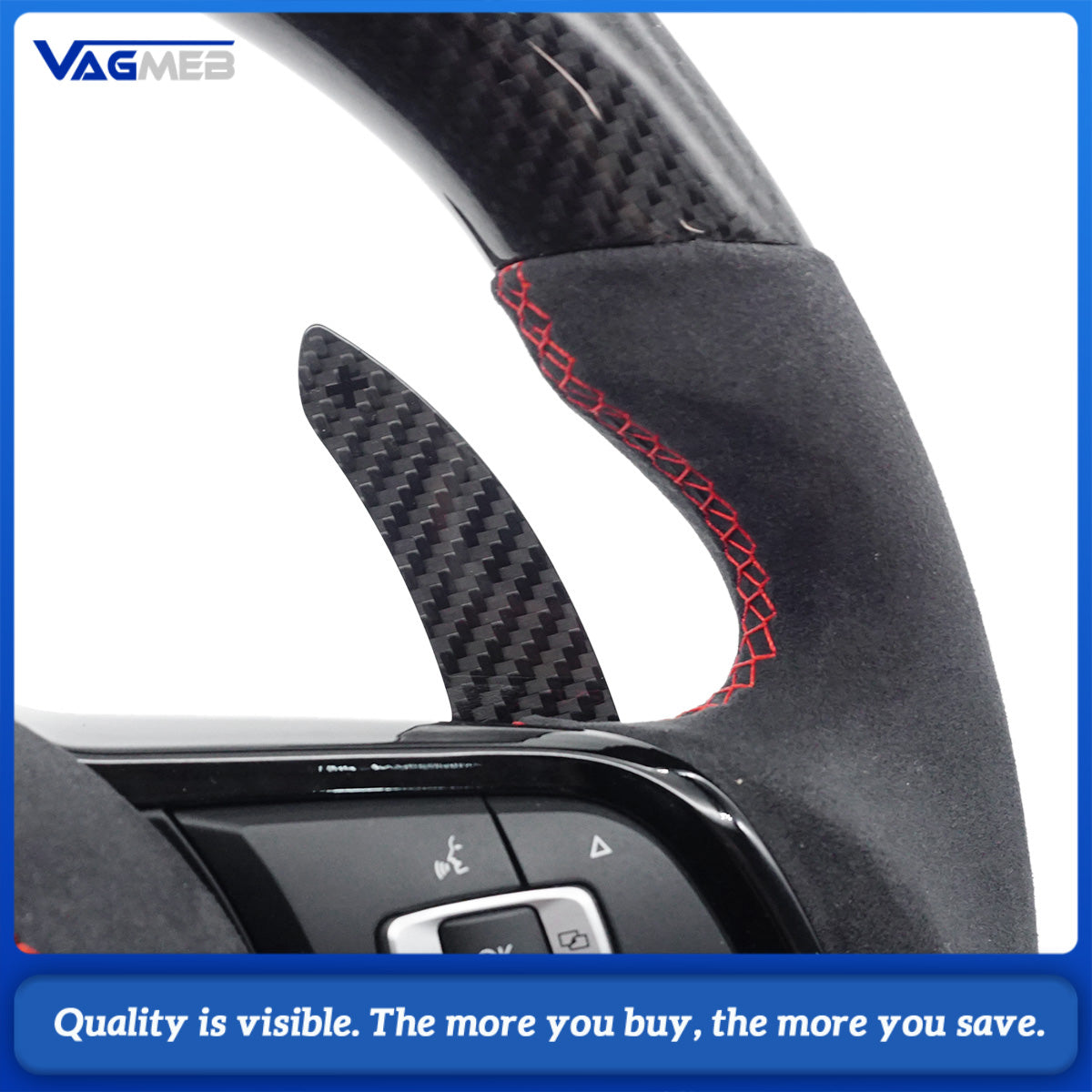 Upgrade Steering Wheel For VW Golf 7 MK7 GTI R Alcantara Forge Carbon LED Racing Wheel