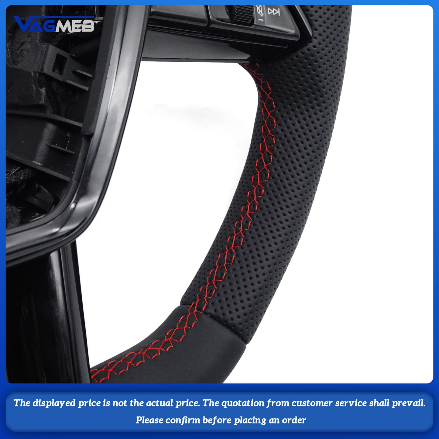 For Audi A6 C8 Semi Perforated Painted Black Semi Perforated Flat Bottomed Sports Steering Wheel
