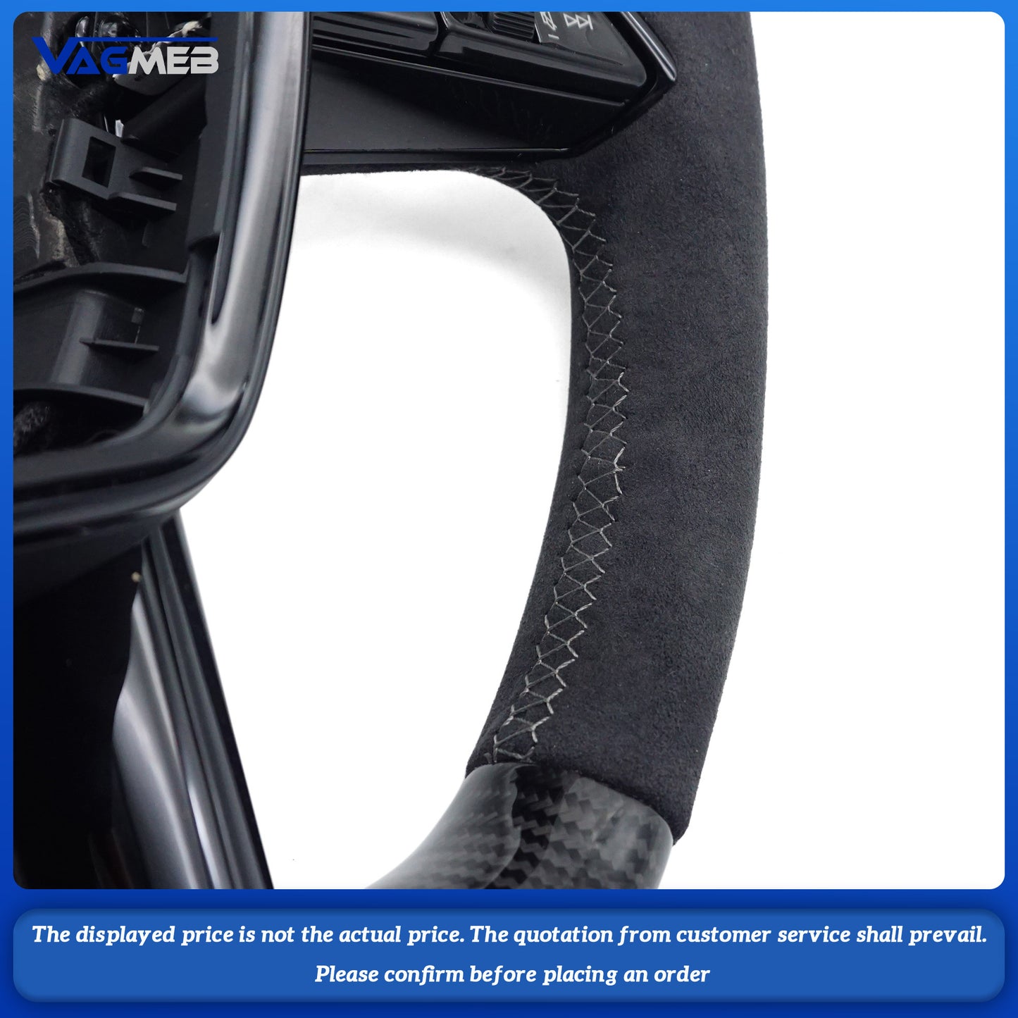 Carbon fiber steering wheel For Audi A6 C8 S RS leather sports flat bottomed steering wheel with buttons and paddles