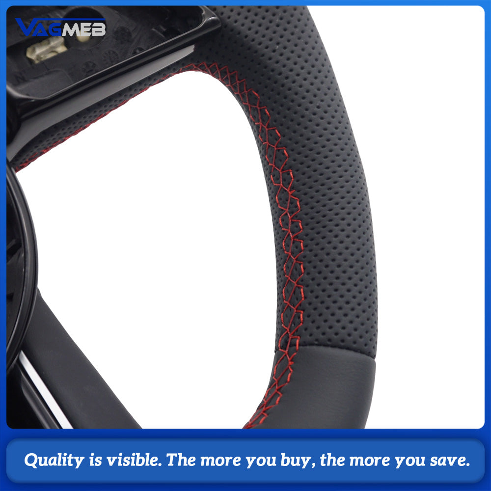 Car steering wheel for Audi A3 8Y perforated leather flat bottomed sports Redline steering wheel car accessories