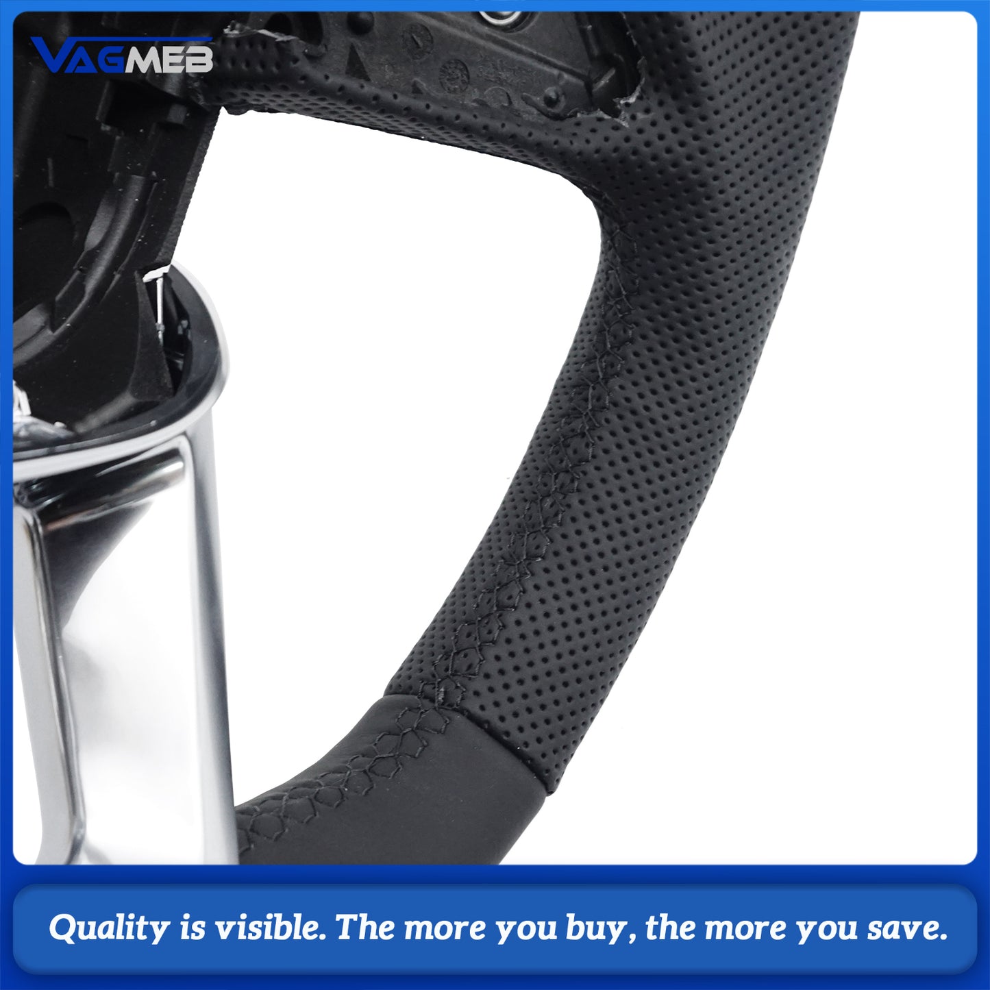 For Audi Q5 FY Q7 4M Q8 fully perforated leather with black stitching, flat bottomed sports steering wheel with heating