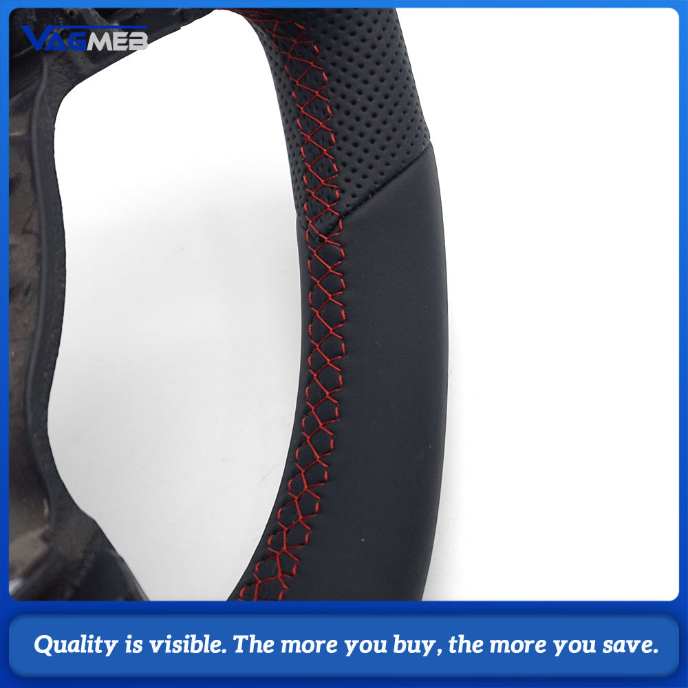 Steering Wheel Base For VW Golf MK6 GTI, Half Perforated Leather, Red Stitching, Red Centering Marker, Sport Steering Wheel Core Base Replacement