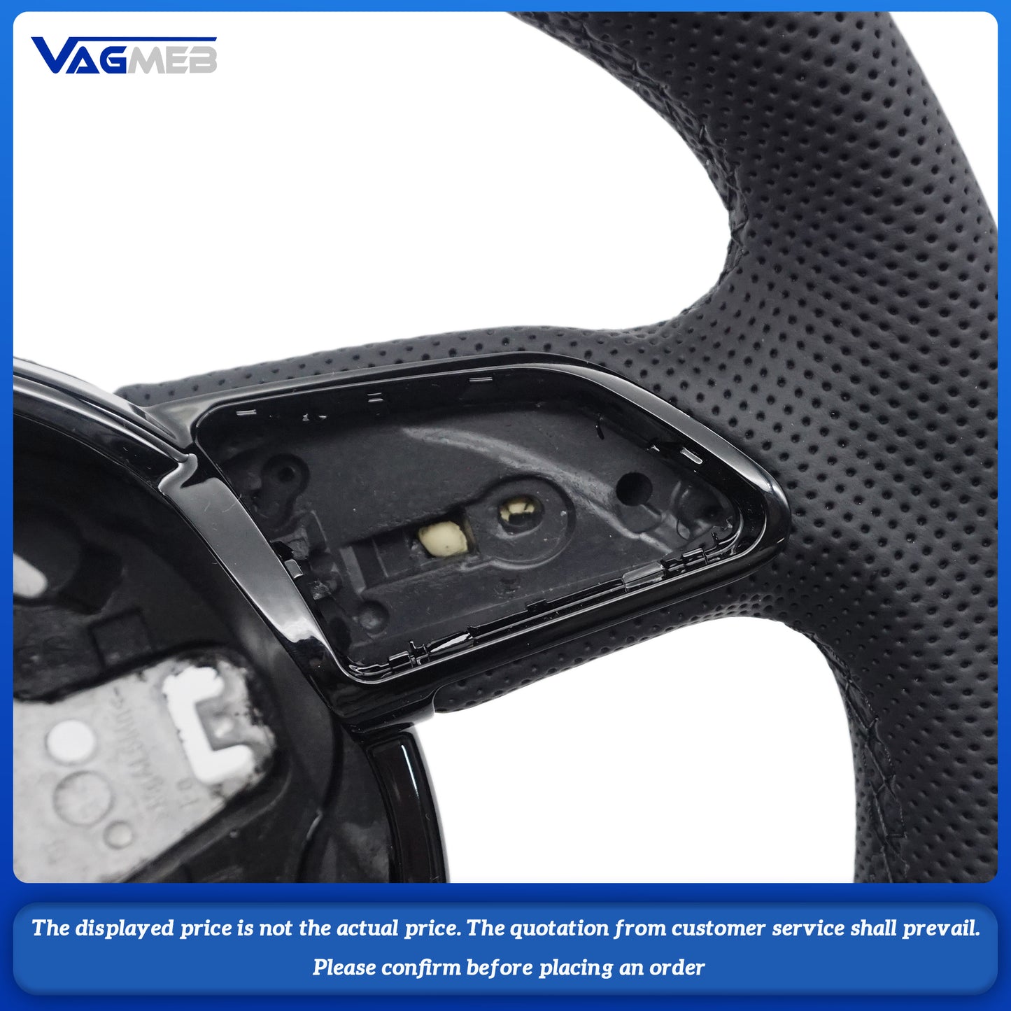 Leather Steering Wheel for Audi A3 8V A4 B9 A5 A6 A7 Q3 Q5 Q7 Perforated Steering Wheel Flat Bottom Red suede label Steering Wheel