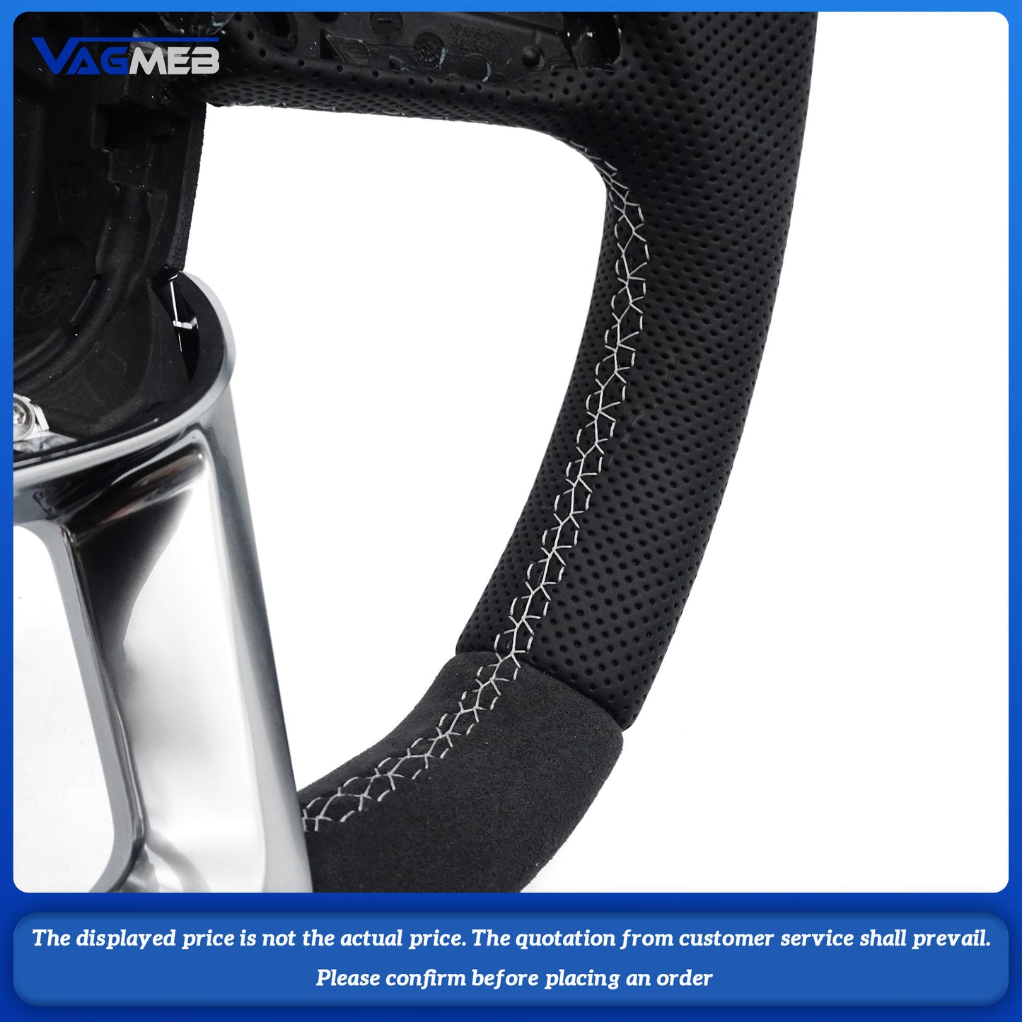 For Audi RS Logo Q3 Q5 Q7 Q8 Q3L Q5L RSQ3 RSQ5 RSQ7 custom alcantara half perforated leather steeringwheel with heating function