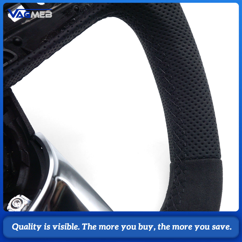 S Line Alcantara Top Bottom Half Perforated Black Stitch Steering Wheel No Buttons No Paddles For Audi Q5L FY