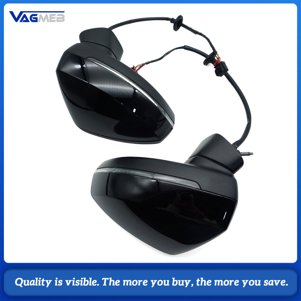 Power Folding Heated Side Mirror Assembly (Black Housing) for 2018 Audi A3 Limousine Car Door Mirror Replacement
