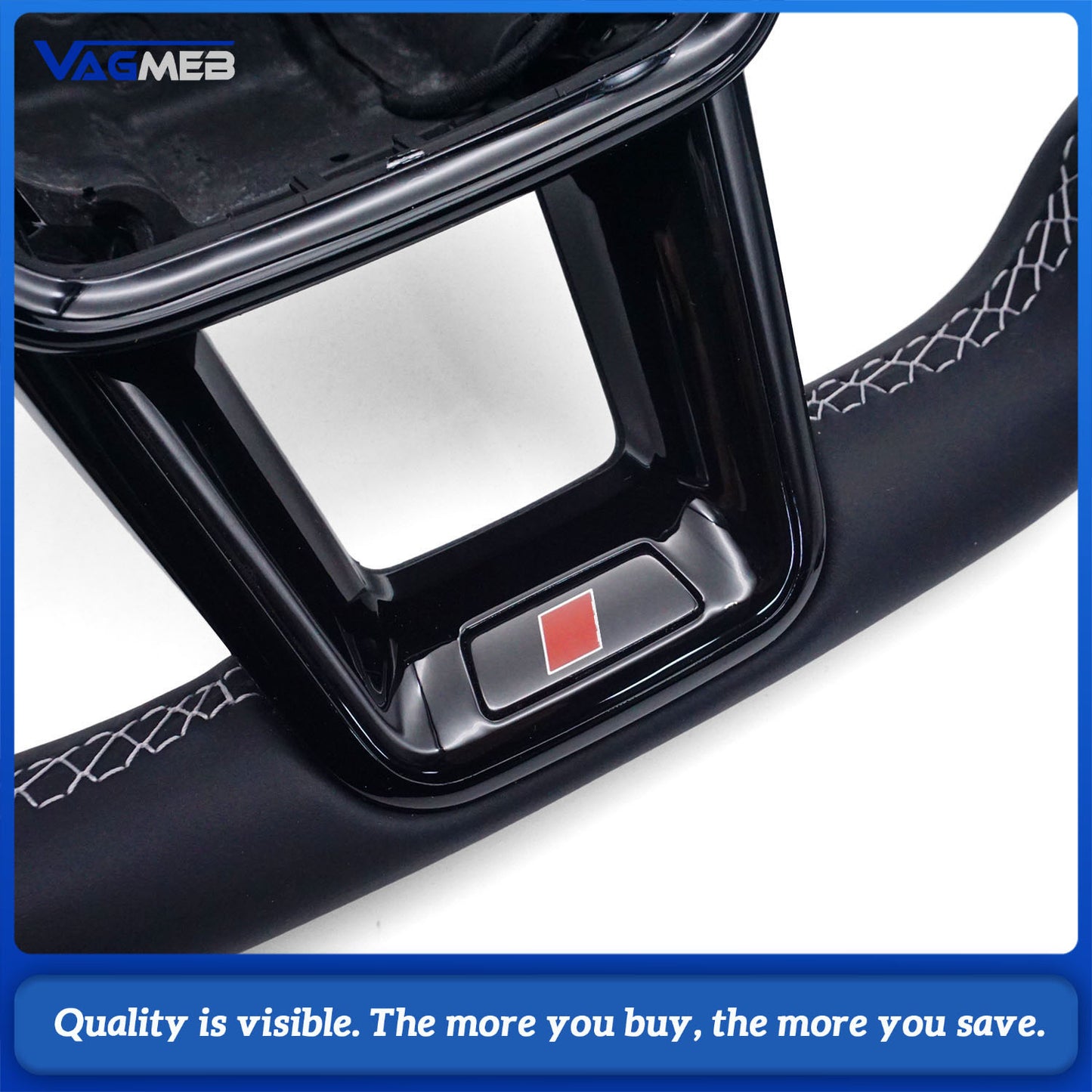 Blackened steering wheel suitable for Audi A6 C8 A7 Light gray  stitched leather sport steering