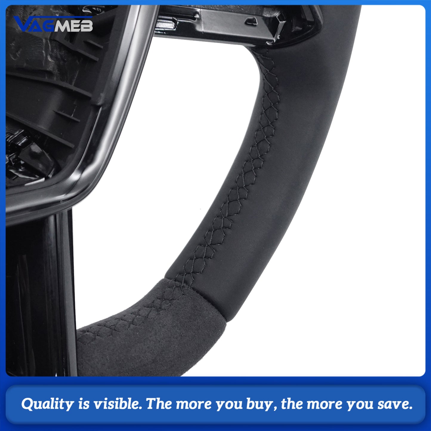 Heated steering wheel suitable for Audi A6 C8 A7 black stitched leather flat bottomed steering wheel
