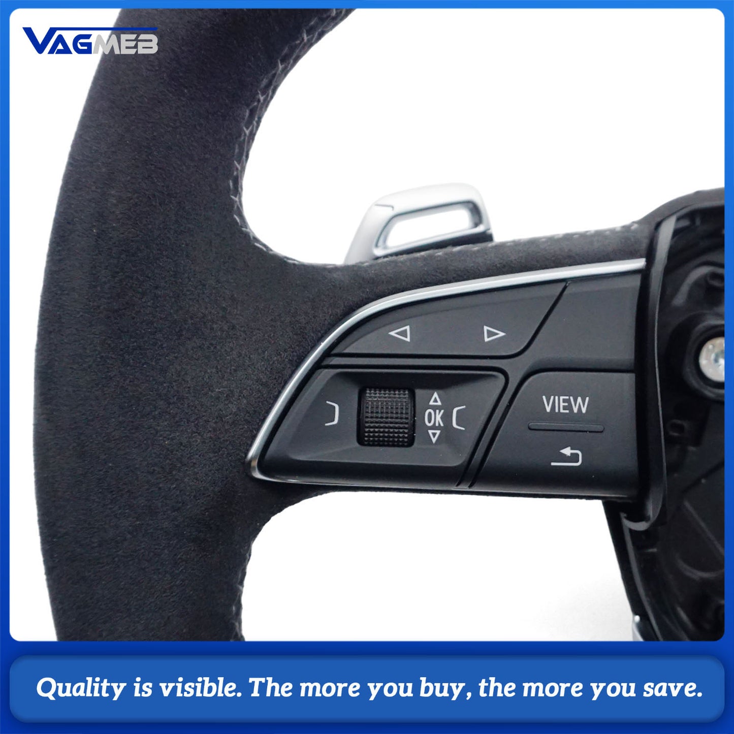 Alcantara leather flat bottomed sports steering wheel with heating For Audi Q5 FY Q7 4M Q8, Car Accessories