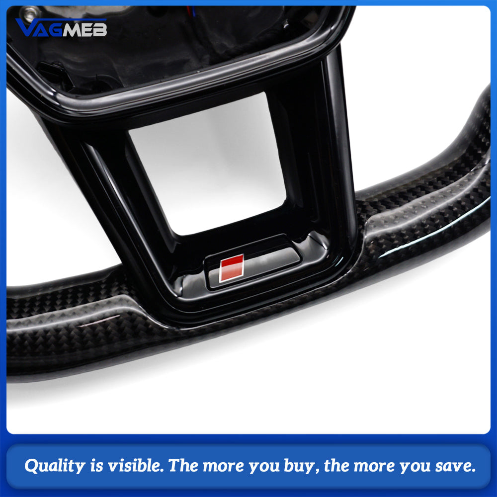 Carbon Fiber Steering Wheel, For Audi A6 C8 A7, With Buttons And Shift Paddles, Black Frame, Car Accessories， without heating