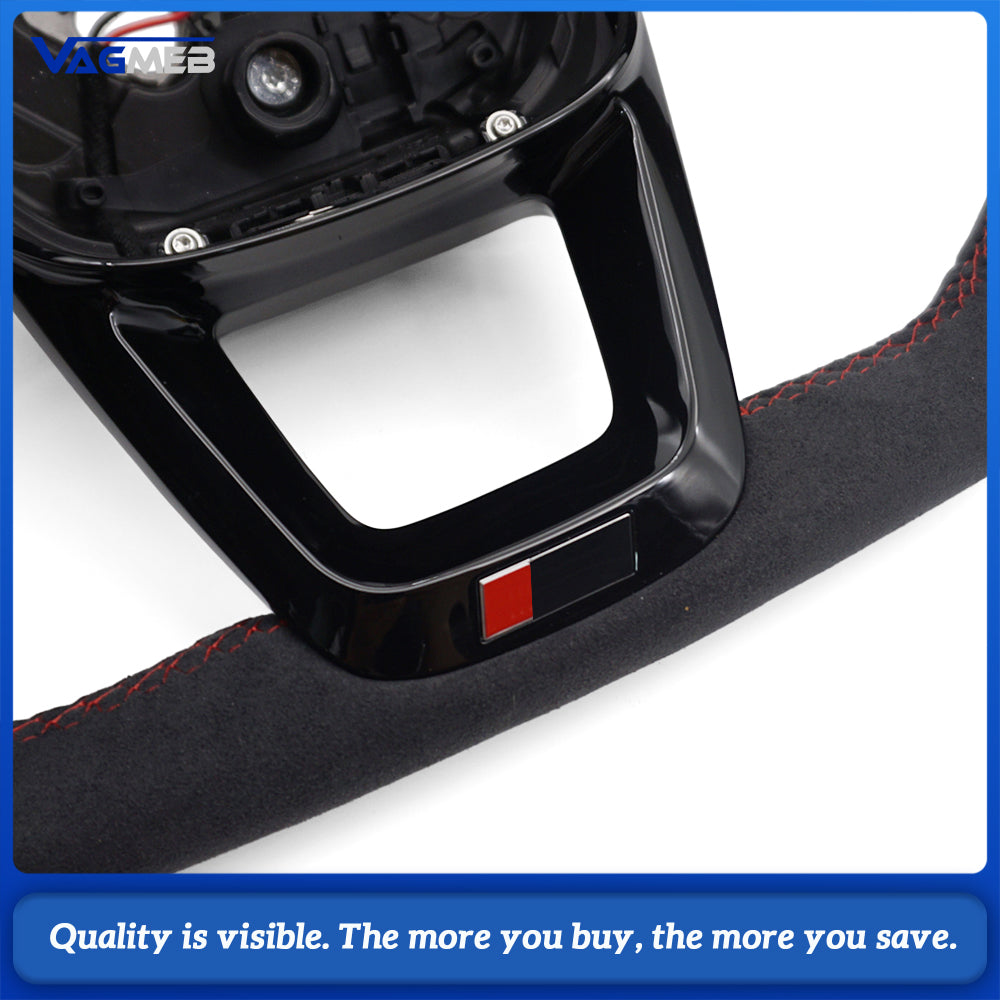 Upgraded fully furry design with red stitching steering wheel for Audi Q5l, Q5 modification
