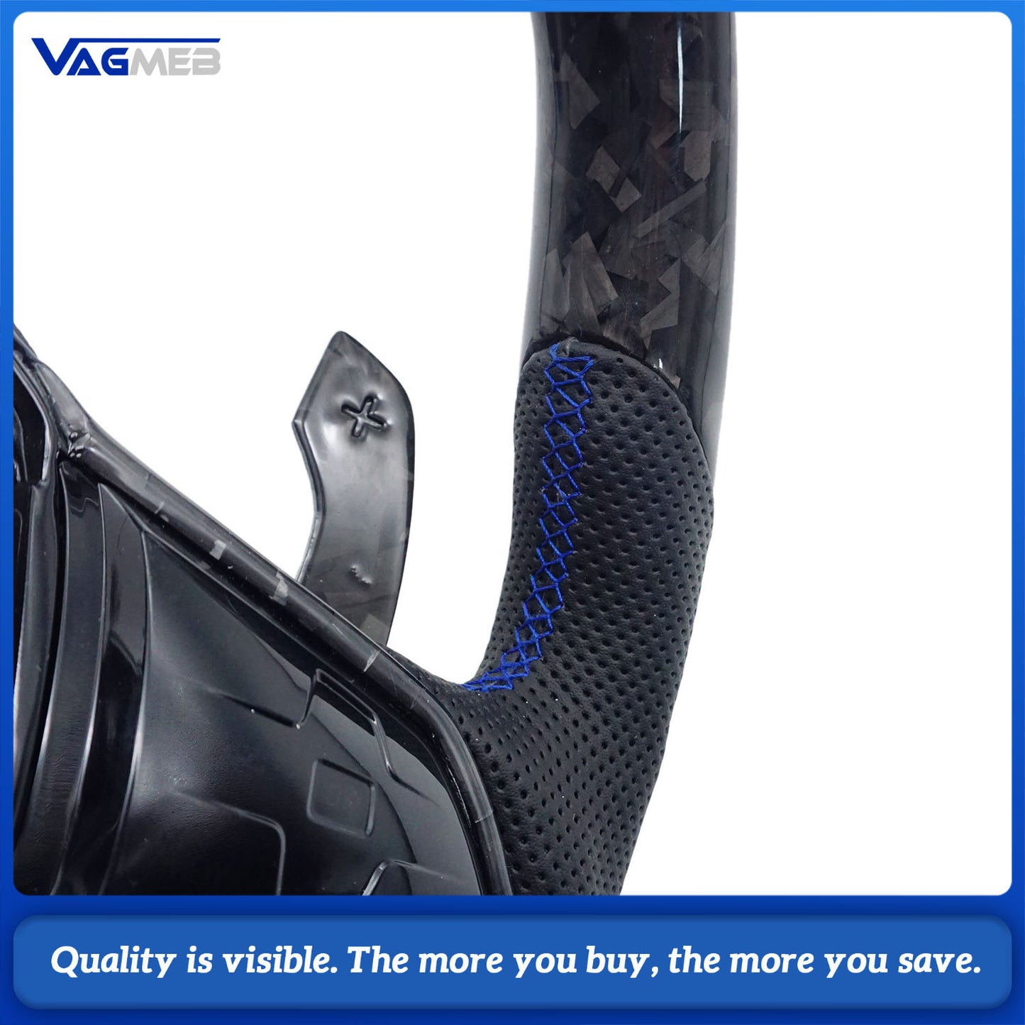 For VW Golf 8 MK8 Forged carbon fiber half-hole belt with R8 key assembly and heating function