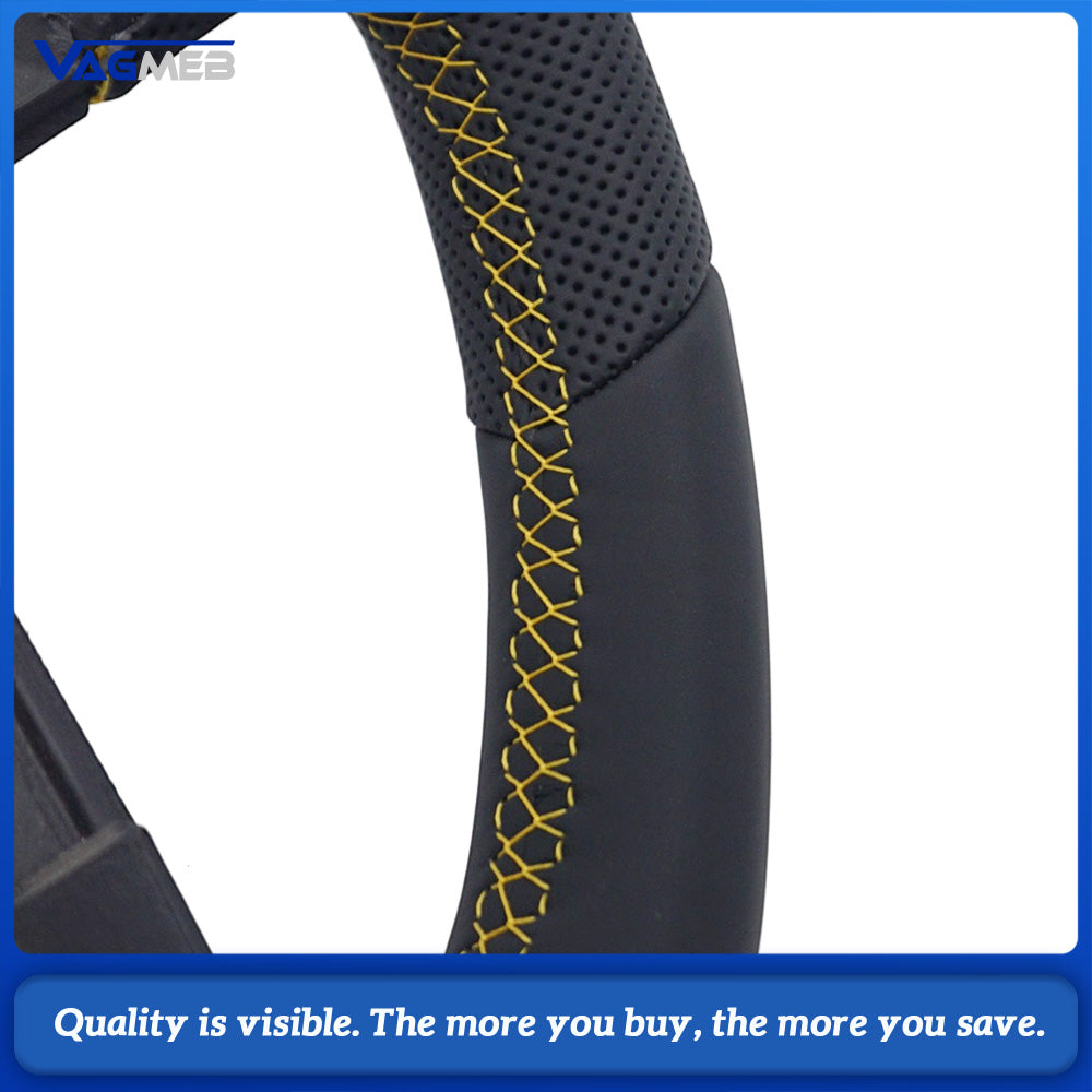 Car Steering Wheel Base Half Perforated Leather Yellow Stitching Yellow Center Marker Heated Function With Paddle Shifters Replacement For Volkswagen Golf 8 MK8