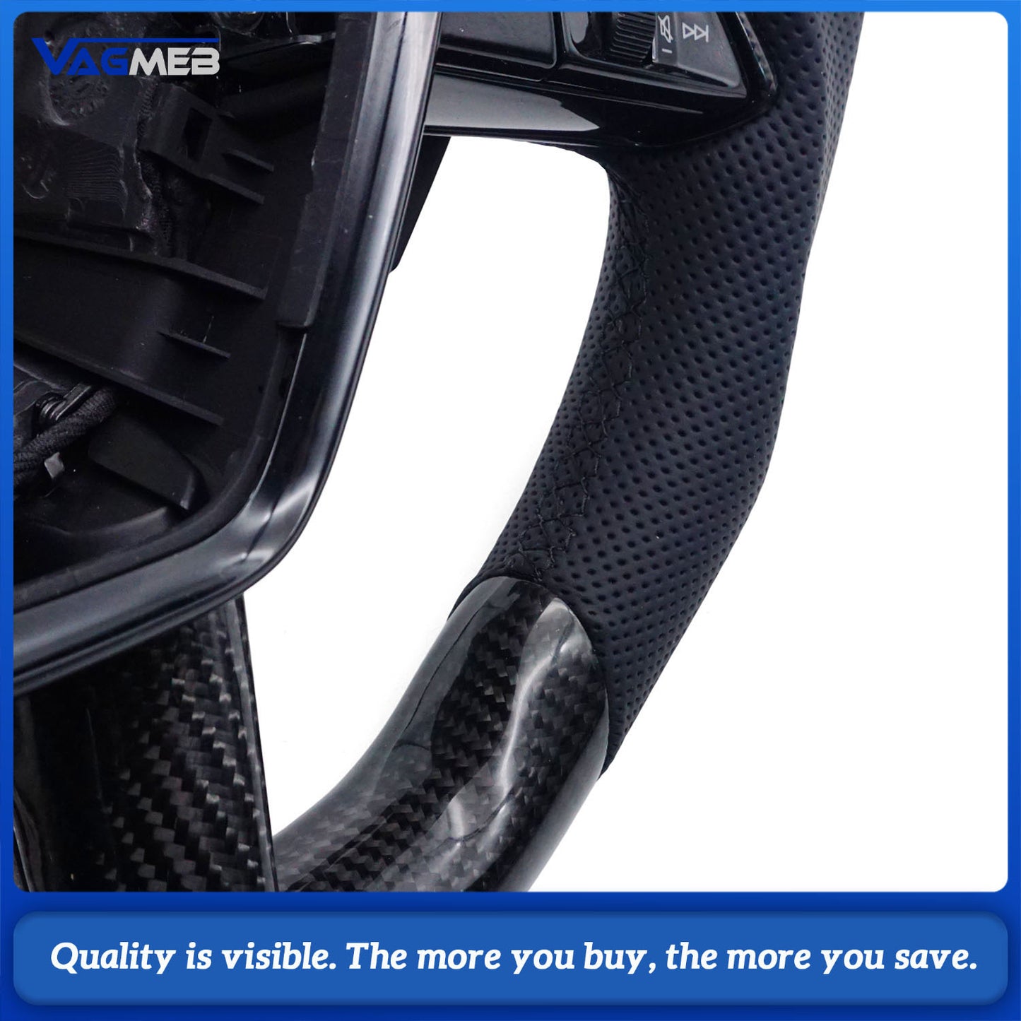 Carbon fiber steering wheel For Audi Q3 RSQ3 leather sports flat bottomed steering wheel with buttons and paddles