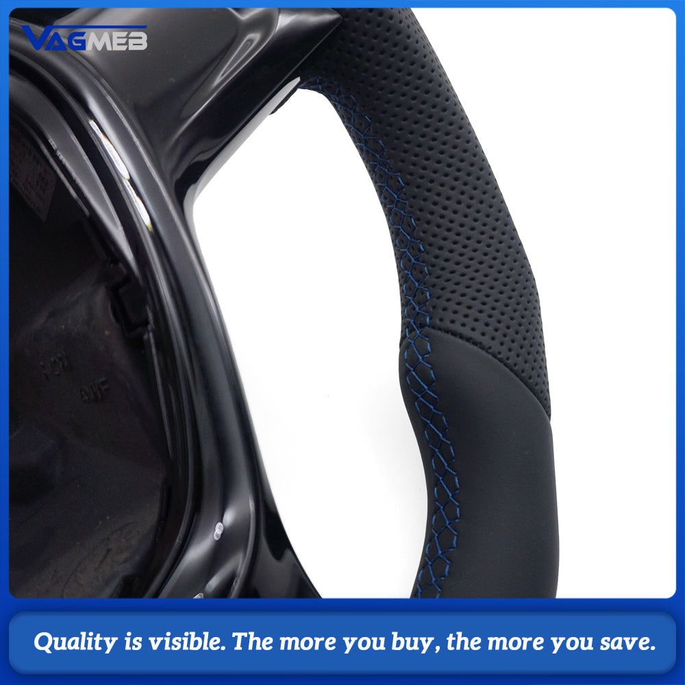 Full leather car steering wheel for VW T6 Golf MK7 Crafter without paddle shift holes Car accessories