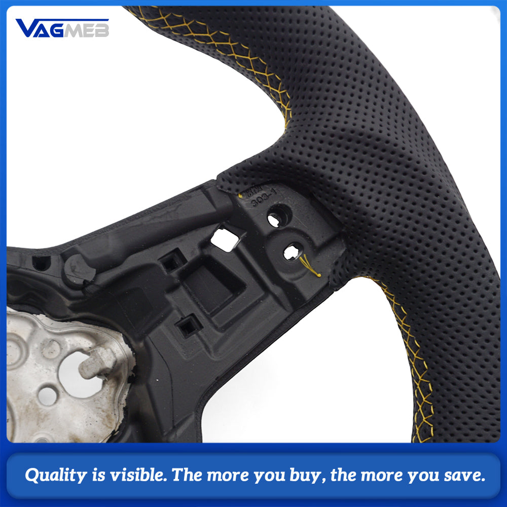 Suitable for Volkswagen Golf MK7 R GTI GTD Polo GTI Scirocco 2015 2016 T-ROC, leather semi perforated material steering wheel
