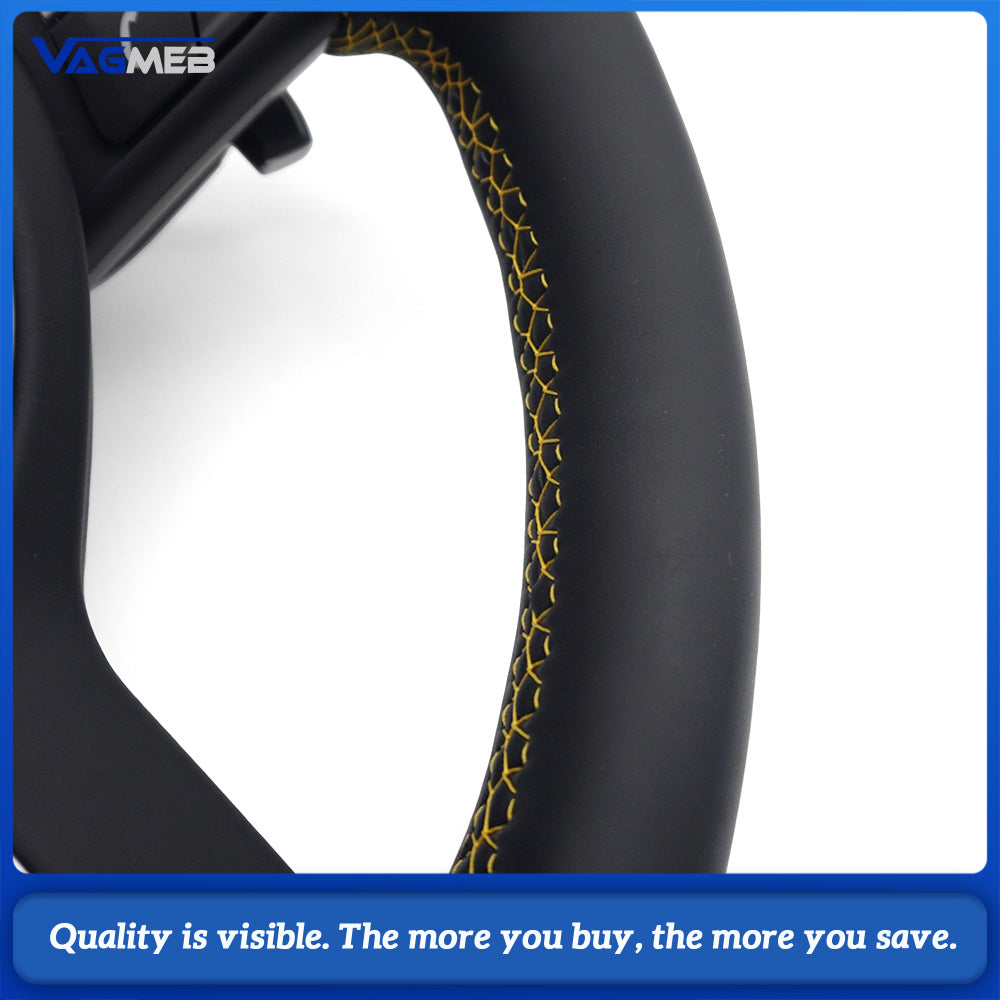 M Sport T-Shape Nappa Leather Steering Wheel Yellow Contrast Stitch With Lane Departure Vibration ACC Buttons Fit BMW 5 Series G30 G31