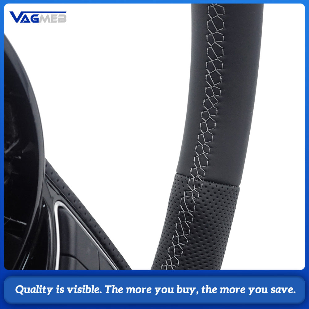 For Audi S Logo A4 B9 leather Full punch half punch Multi-color stitching various styles of paddles steering wheel