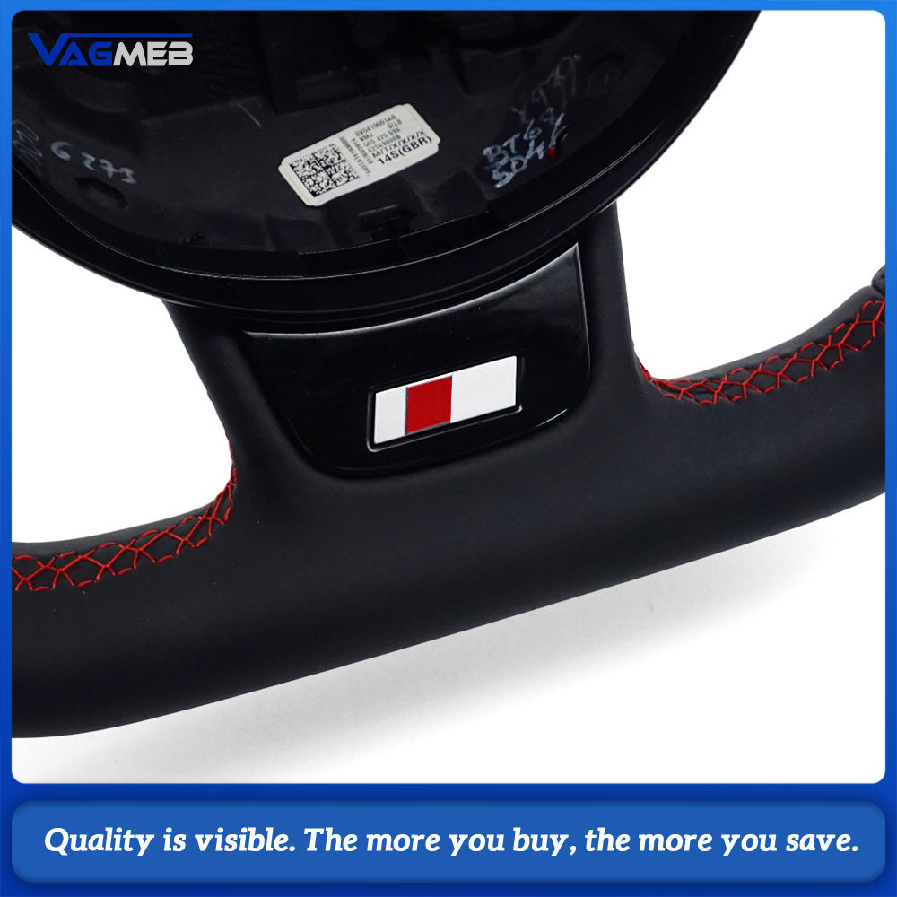 Perforated Leather Steering Wheel Black Stitching for Audi A4 B8 A3 8V  Manual & Automatic Compatible