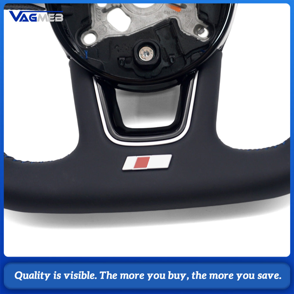 Sport S Logo Steering Wheel Fit Audi A4 B9 Half Perforated Grips Blue Sewing Line Modified Replacement Steering Wheel