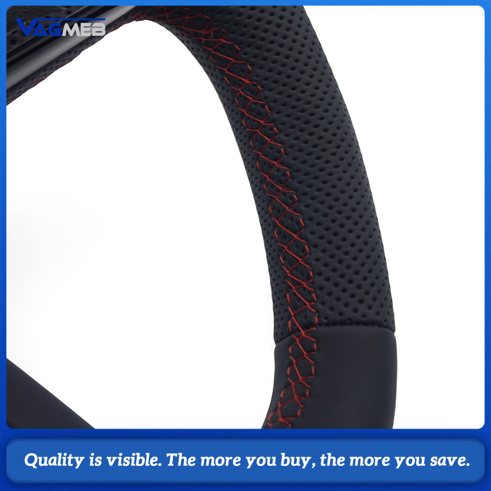 For Audi A4 B9 RS Sport Steering Wheel With Heating Function Red Contrast Stitch Without Paddle Shifter
