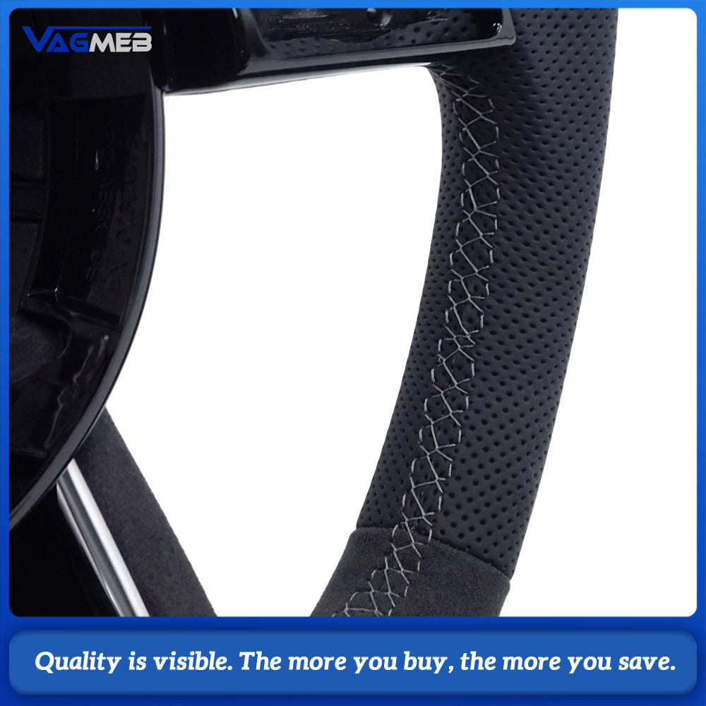 For Audi A4 B9  Sports Style Semi-perforated Leather Steering Wheel