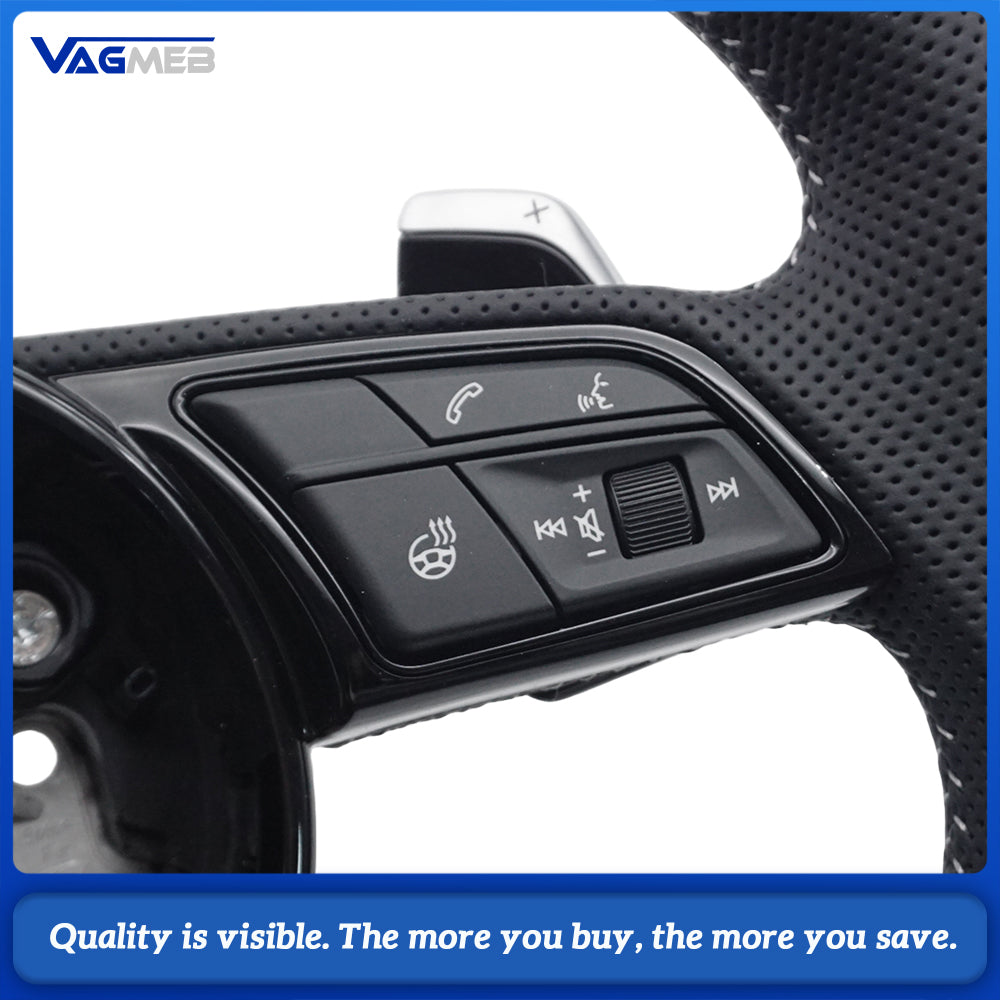 Heated steering wheel suitable for Audi A4 B9 S3 RS4 RS5 A3 A5 S3 S4 S5 2017-2024 leather flat bottomed steering wheel