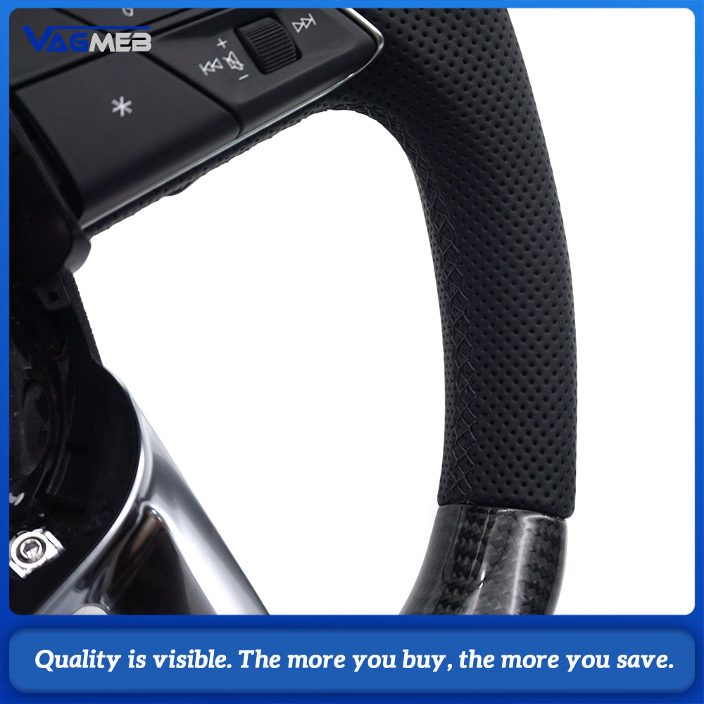 Suitable for Audi Q5L S standard carbon fiber half-turned black wire with button paddle with heated steering wheel