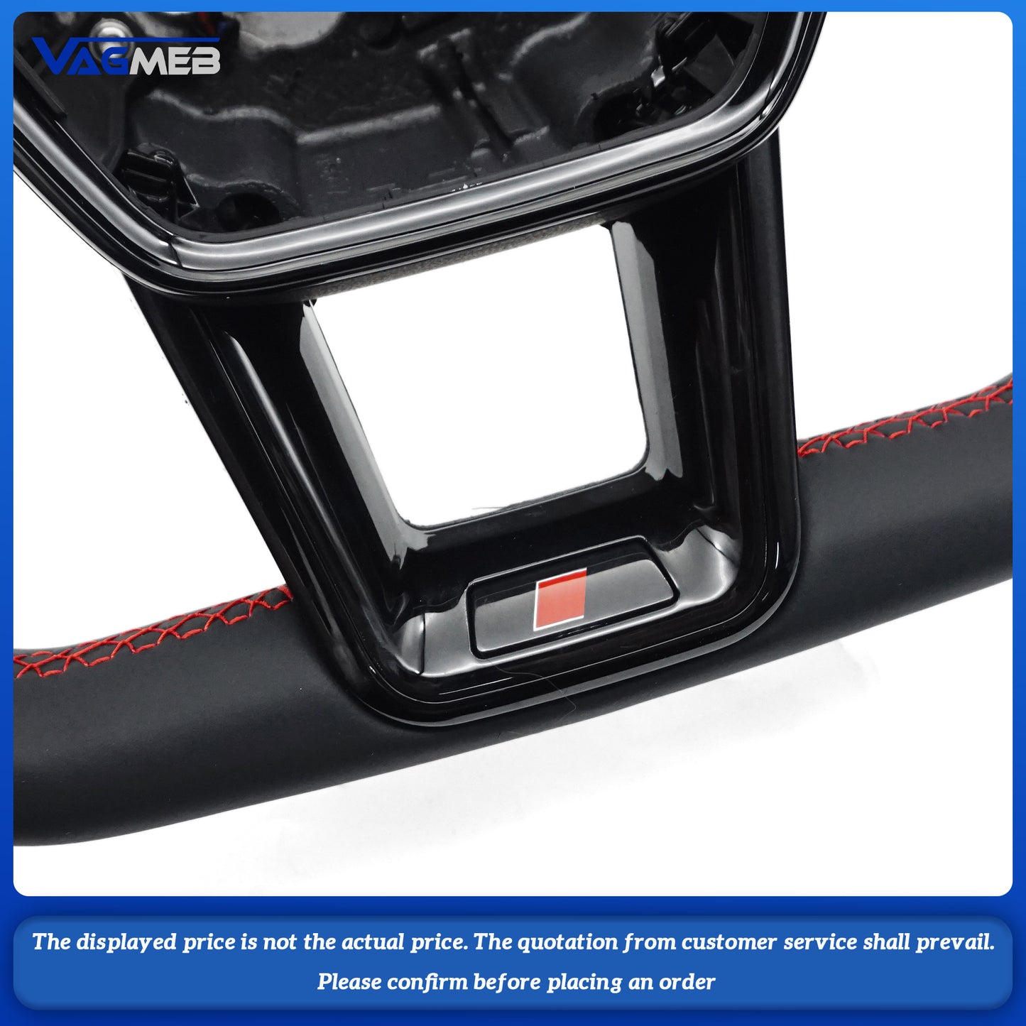 Heated steering wheel for AUDI A6 C8, painted black leather, RED  stitching multifunctional steering wheel, Car Accessories