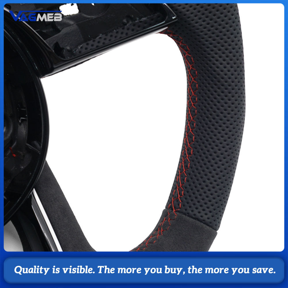 For Audi RS3 RS4 RS5 A3 8V A4 B9 A5 S3 S4 S5 Fully Perforated Leather Steering Wheel
