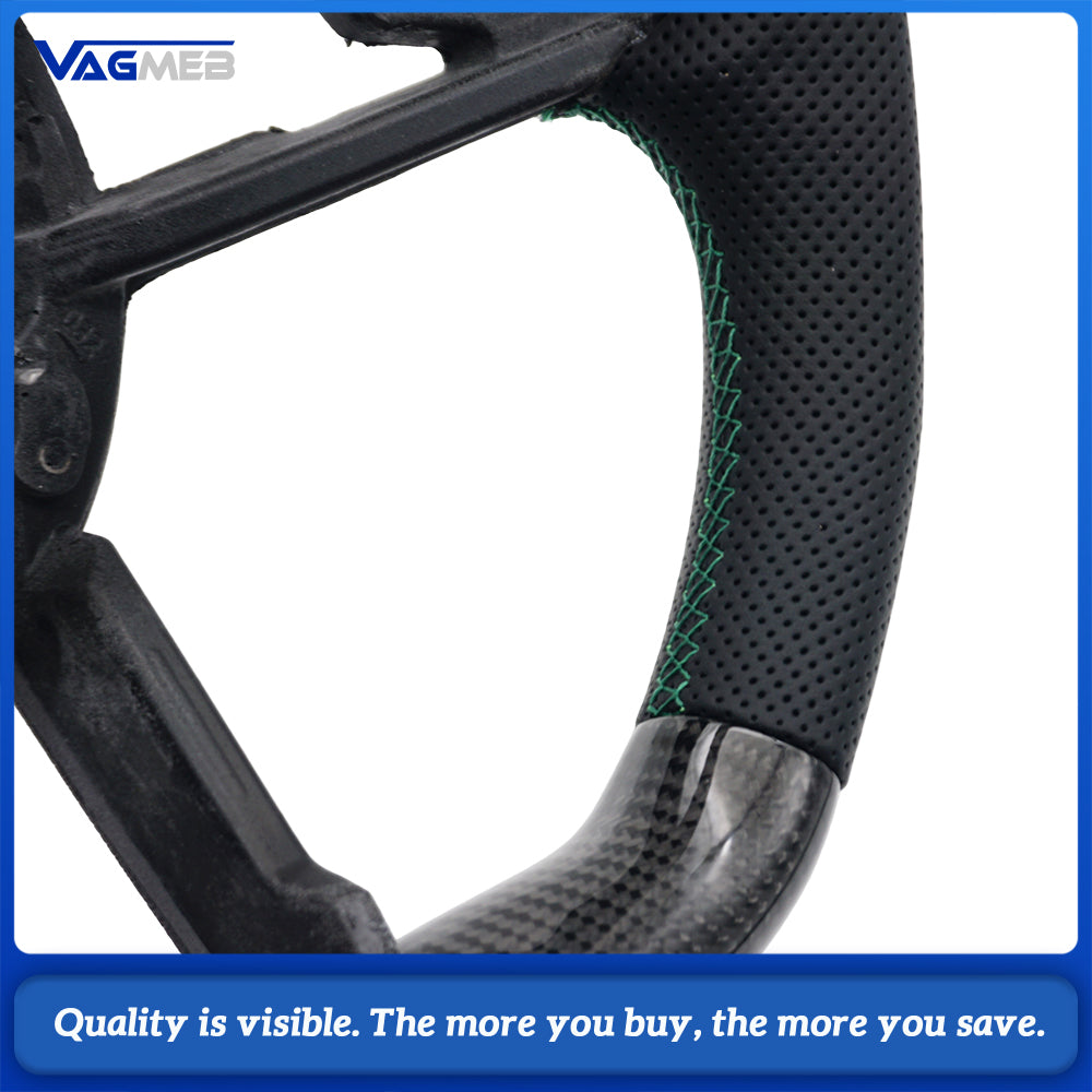Carbon Fiber Steering Wheel For Audi R8 TT TTS TTRS 2016-2023 Perforated Leather Car Steering Wheel D-shape Flat Bottom