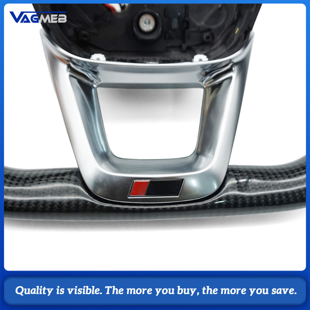 Suitable for Audi Q5 S model carbon fiber semi-perforated white line steering wheel base With heating function without paddles and buttons